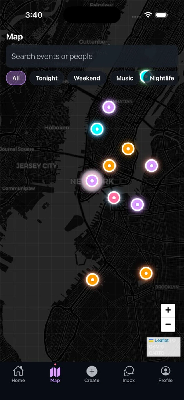 VYBE map screen